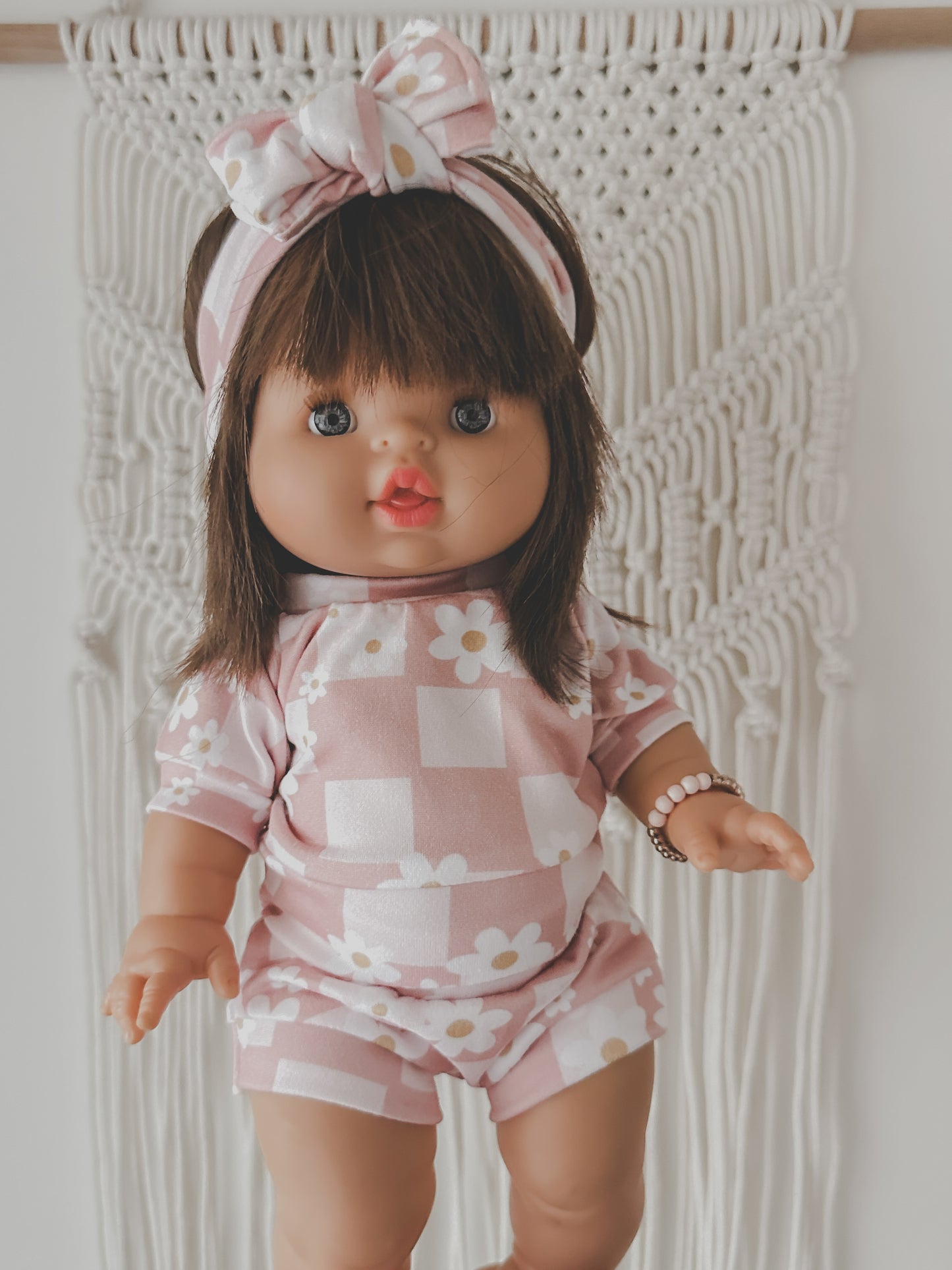 Minikane Doll Checkered Daisy Short Set