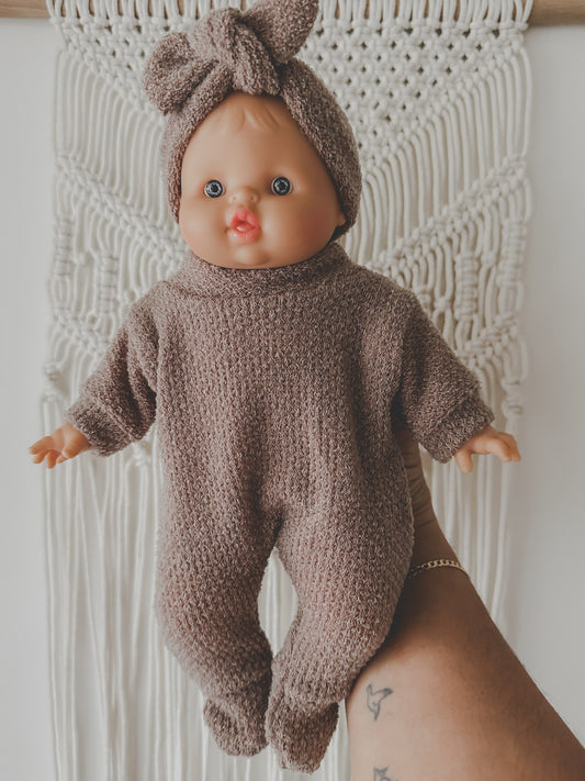 Soft Body Minikane Doll Mocha Sleeper + Headband Set