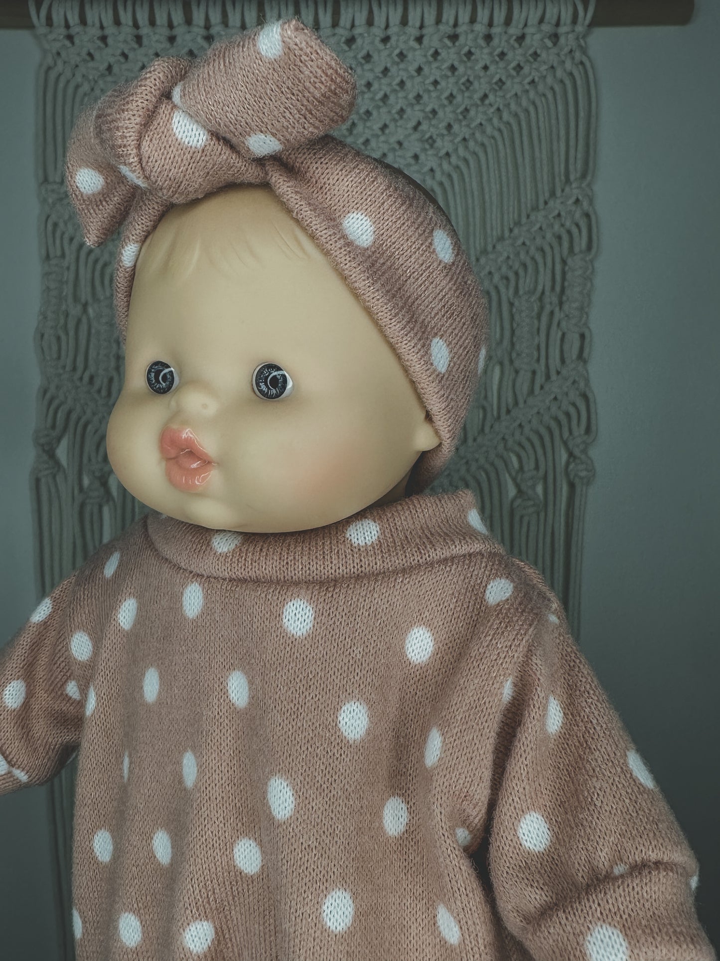 Soft Body Minikane Doll Pink Dotty Sleeper + Headband Set