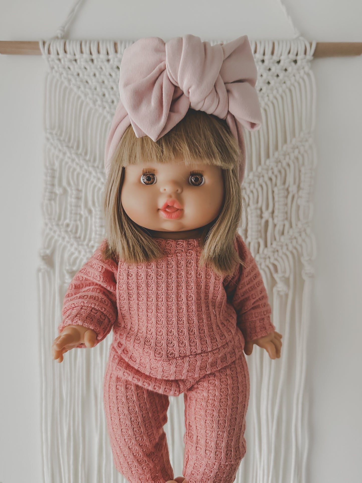 Minikane Doll Valentines Pink Waffle Long Set